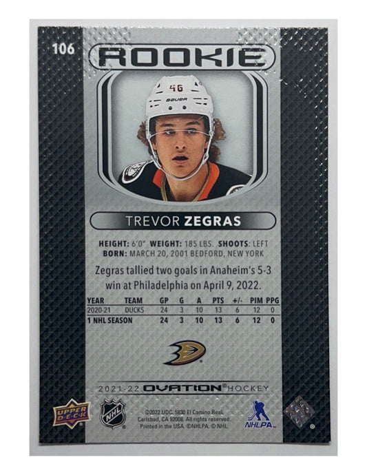 Trevor Zegras 2021-22 Upper Deck Ovation Rookies #106