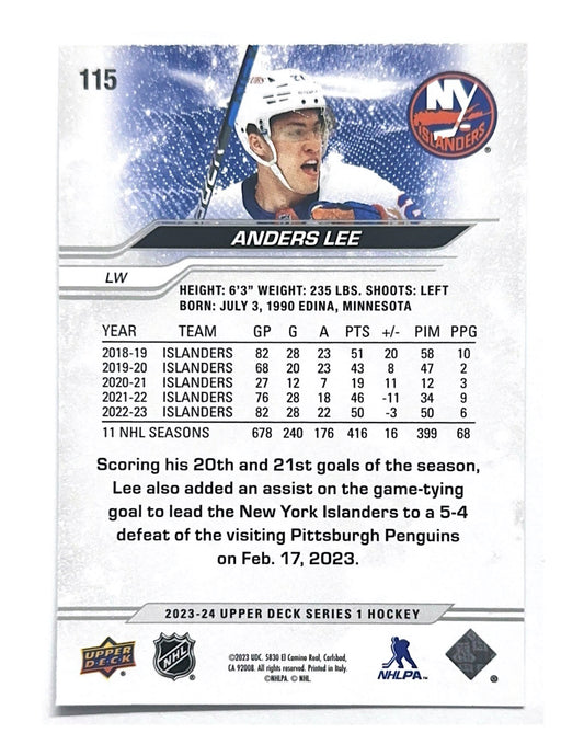 Anders Lee 2023-24 Upper Deck Series 1 Silver Outburst #115