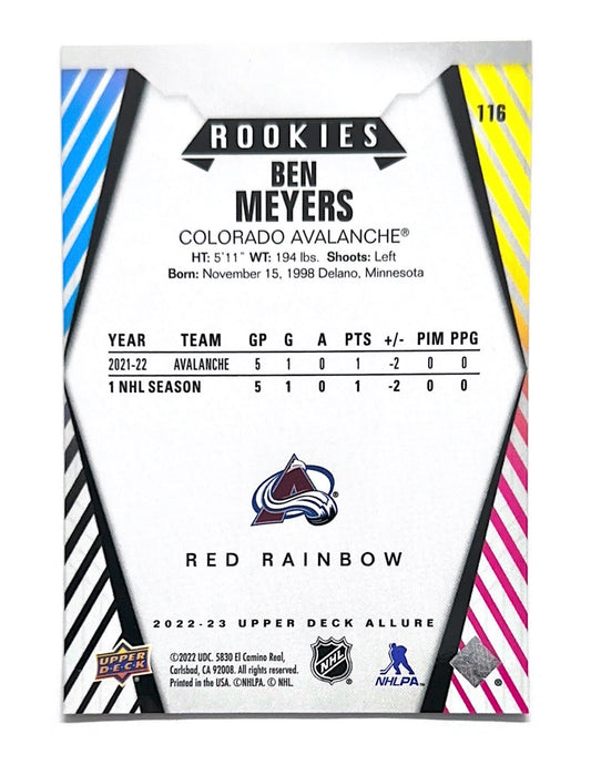 Ben Meyers 2022-23 Upper Deck Allure Red Rainbow Rookies #116