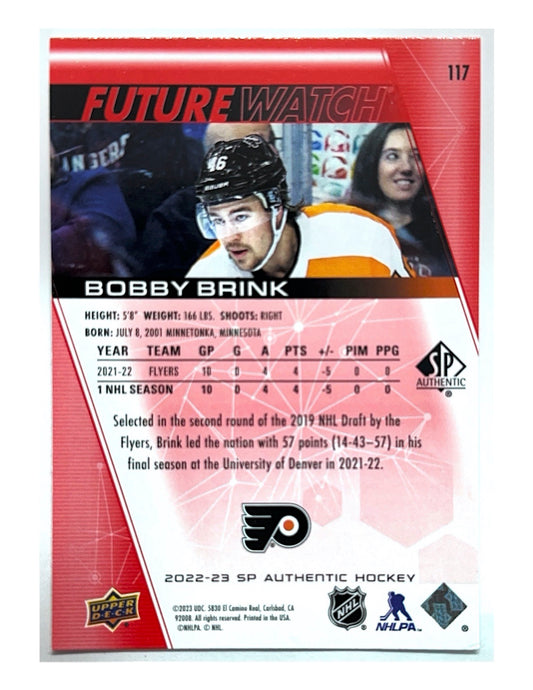 Bobby Brink 2022-23 Upper Deck SP Authentic Future Watch Limited Red #117