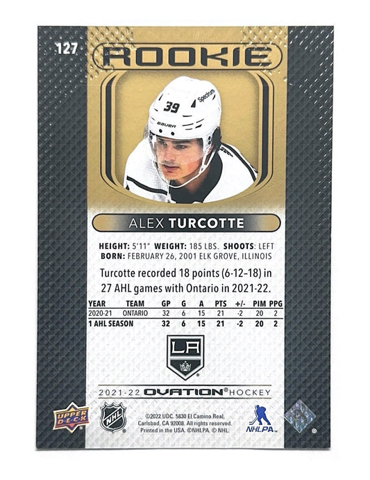 Alex Turcotte 2021-22 Upper Deck Ovation Gold Spectrum Rookies #127 - 233/250