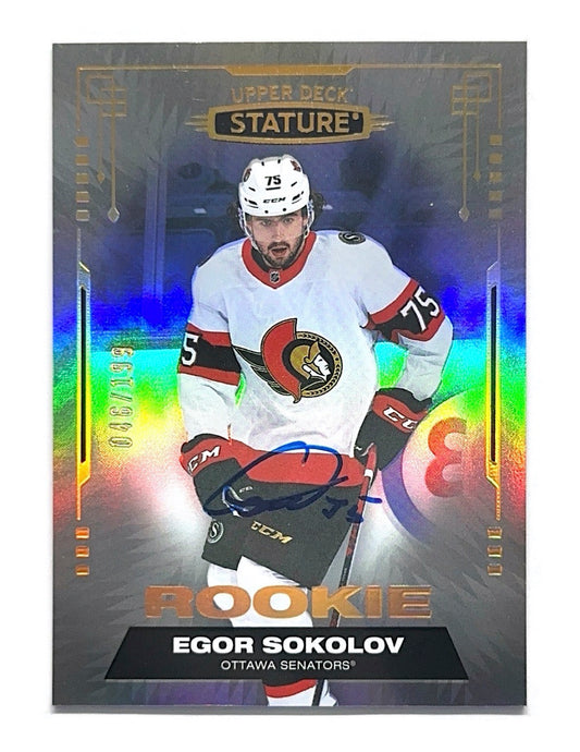 Egor Sokolov 2021-22 Upper Deck Stature Grey Rookie Autograph #128 - 046/199