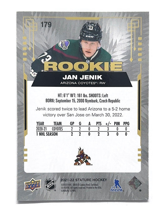 Jan Jenik 2021-22 Upper Deck Stature Green Rookie #179 - 068/149
