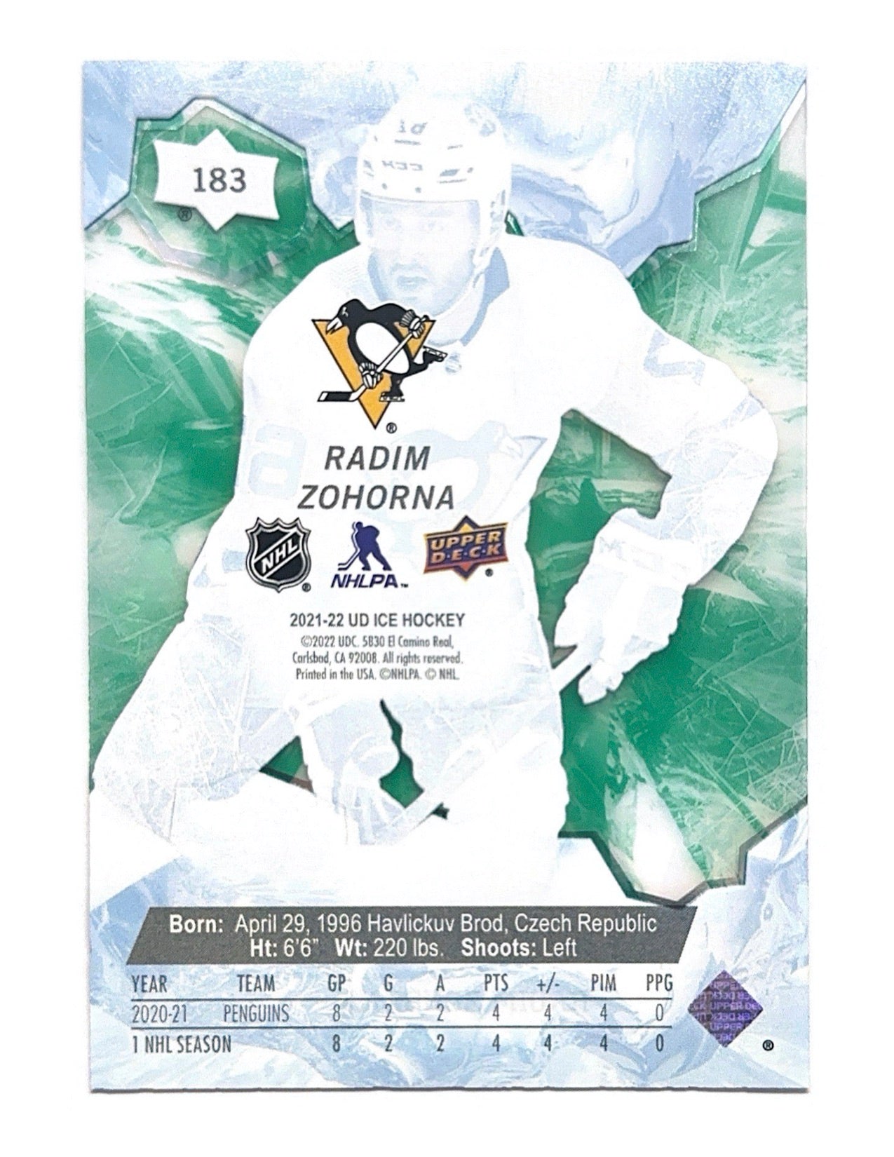 Radim Zohorna 2021-22 Upper Deck Ice Premieres Green #183 - 069/799