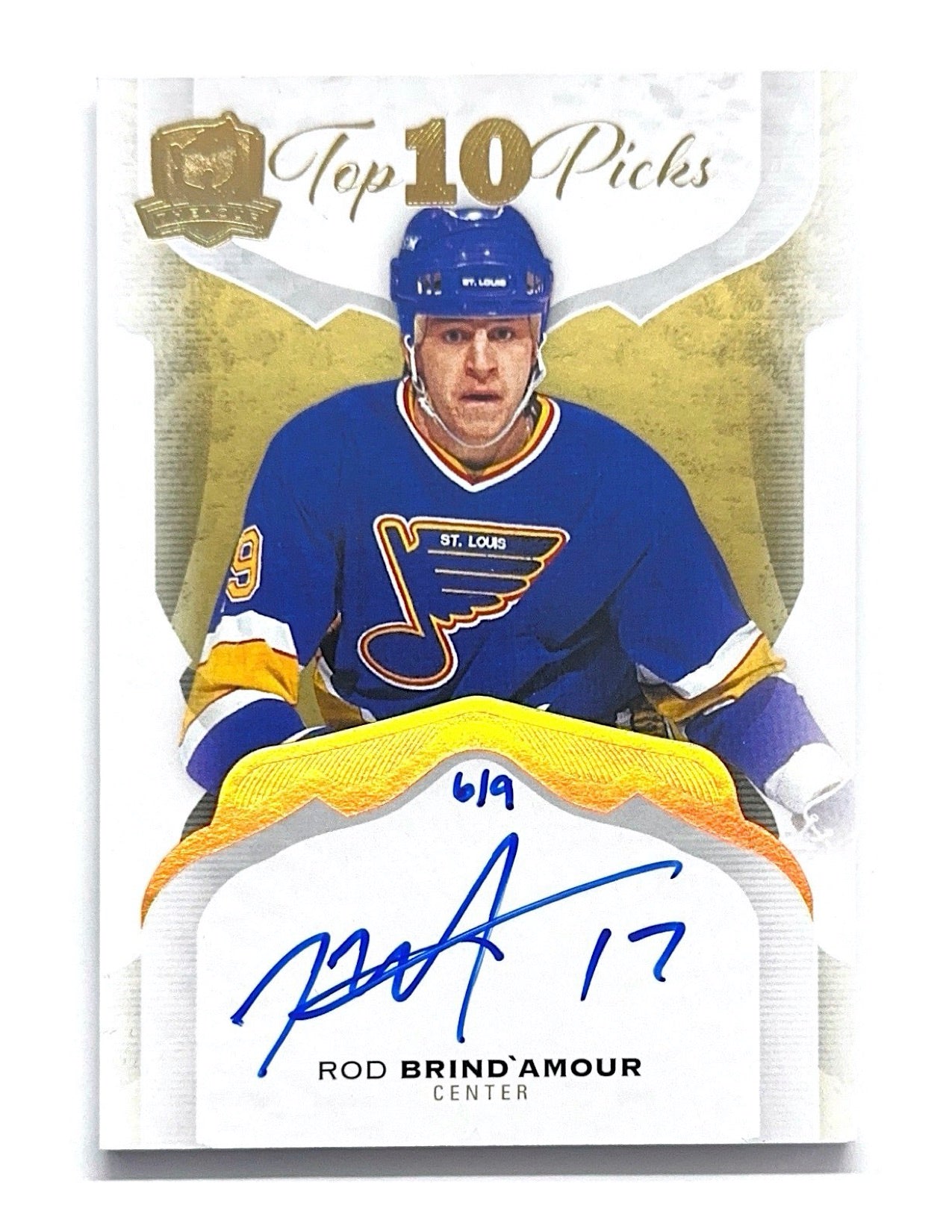 Rod Brind'Amour 2021-22 Upper Deck The Cup Top 10 Picks Autograph Inscribed #1988-9 - 06/09