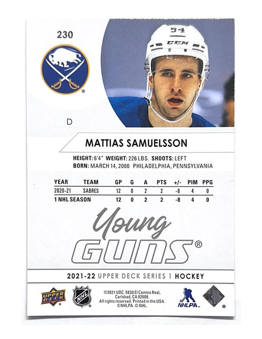 Mattias Samuelsson 2021-22 Upper Deck Series 1 Young Guns #230