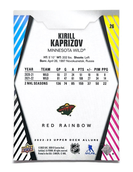 Kirill Kaprizov 2022-23 Upper Deck Allure Red Rainbow #26