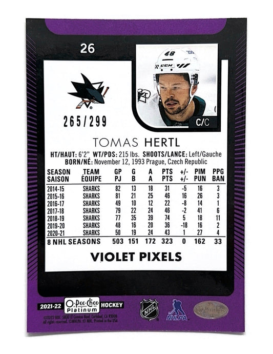 Tomas Hertl 2021-22 O-Pee-Chee Platinum Violet Pixels #26 - 265/299