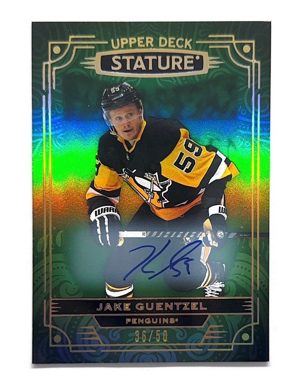 Jake Guentzel 2022-23 Upper Deck Stature Autograph Green #87 - 36/50
