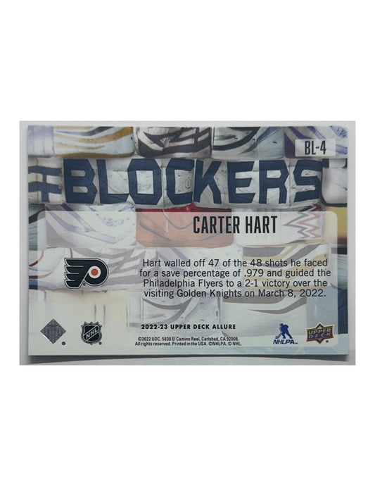 Carter Hart 2022-23 Upper Deck Allure Blockers #BL-4