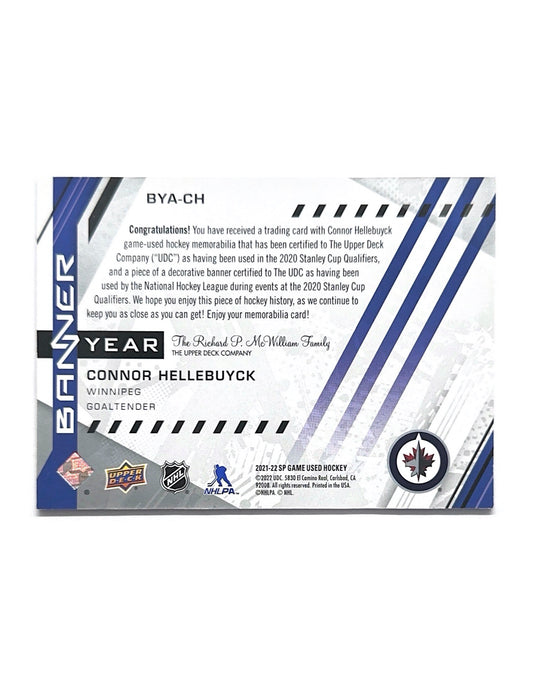 Connor Hellebuyck 2021-22 Upper Deck SP Game Used Banner Year Jersey Banner #BYA-CH