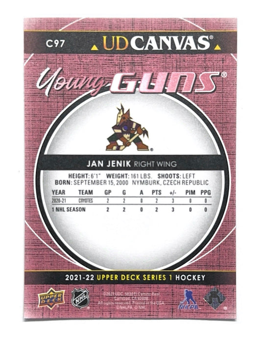 Jan Jenik 2021-22 Upper Deck Series 1 Young Guns Canvas #C97