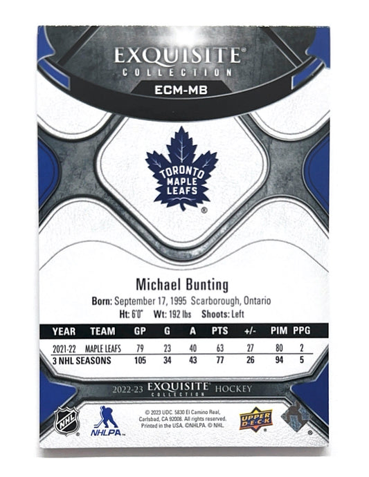 Michael Bunting 2022-23 Upper Deck Exquisite Collection Exquisite Moments Gold #ECM-MB - 63/99