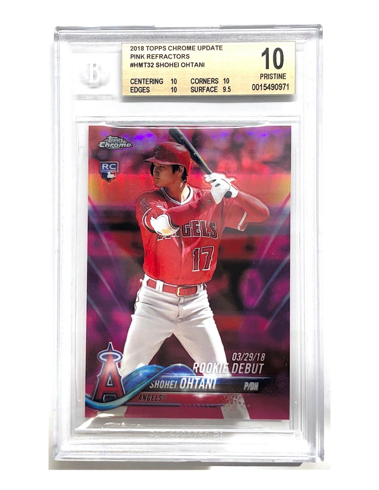 Shohei Ohtani 2018 Topps Chrome Update Pink Refractor Rookie #HMT32 - BGS 10