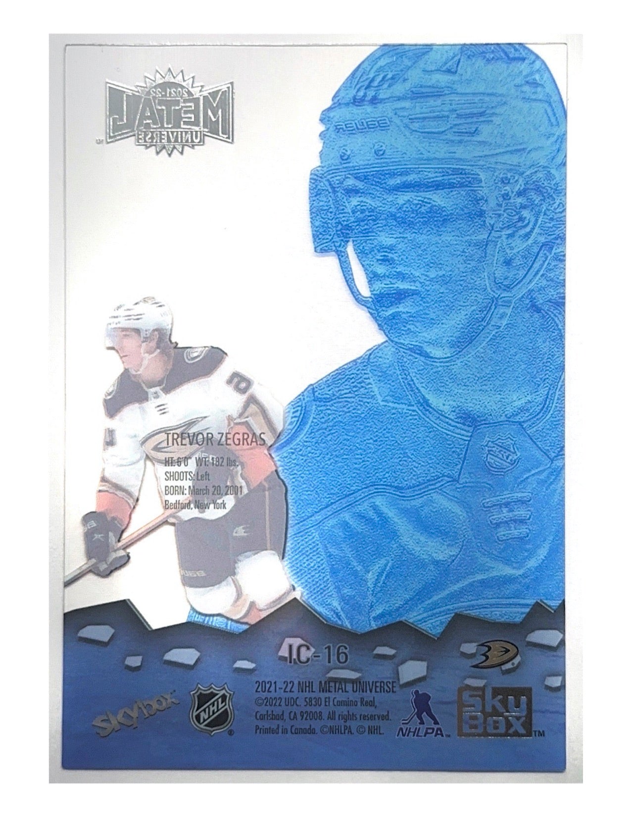 Trevor Zegras 2021-22 Upper Deck Skybox Metal Universe Ice Carvings #IC-16