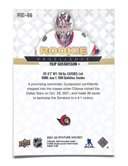 Filip Gustavsson 2021-22 Upper Deck Stature Excellence Red Rookie #RE-46 - 69/75
