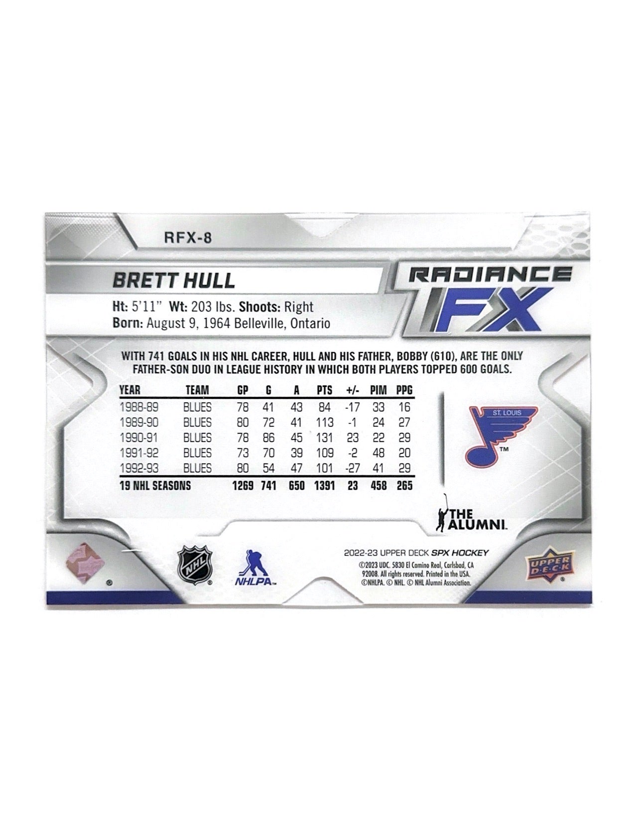 Brett Hull 2022-23 Upper Deck SPx Radiance FX Red #RFX-8 - 229/249