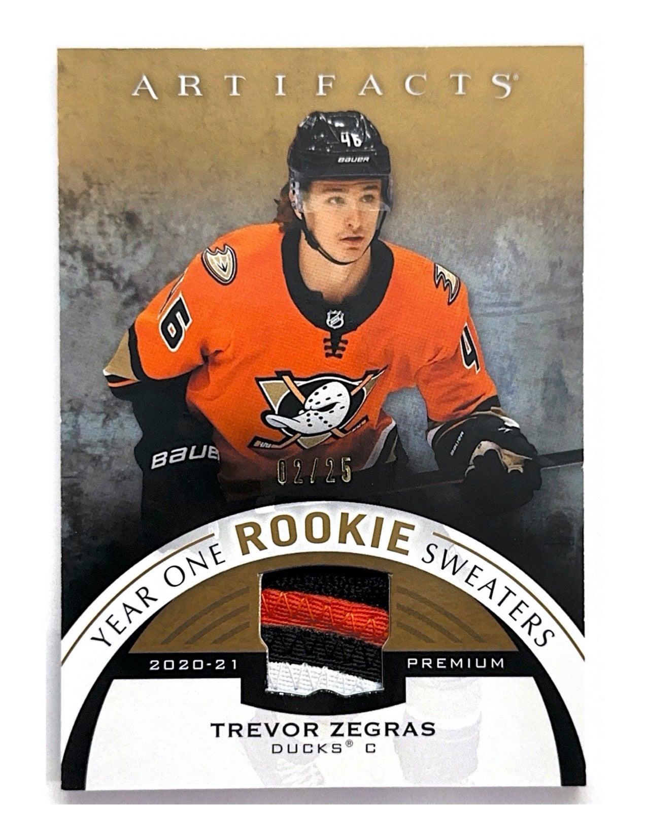 Trevor Zegras 2021-2022 Upper Deck Artifacts Year One Rookie Sweaters Patch #RS-TZ - 02/25