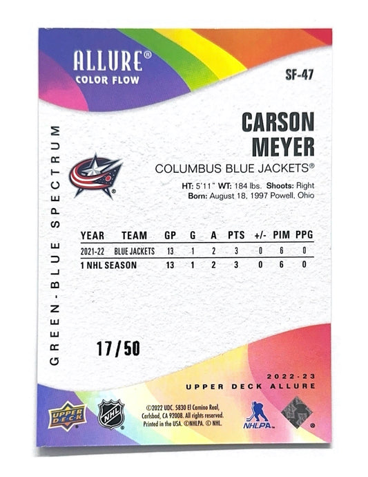 Carson Meyer 2022-23 Upper Deck Allure Color Flow Green-Blue Spectrum #SF-47 - 17/50