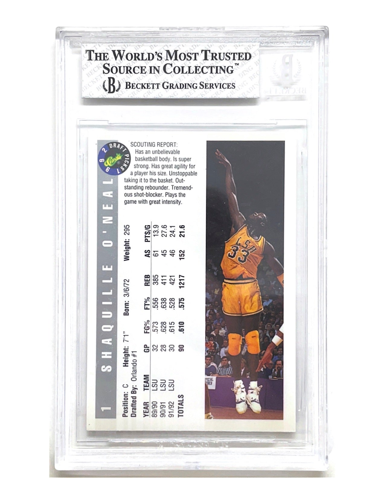 Shaquille O'Neal 1992 Classic #1 - BGS 8