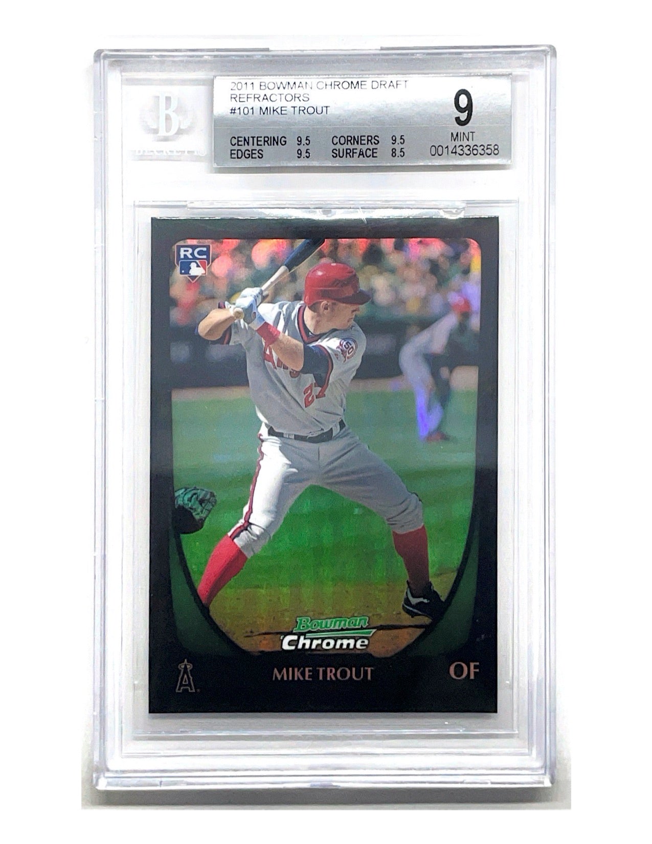 Mike Trout 2011 Bowman Chrome Draft Refractor Black Rookie #101 - BGS 9