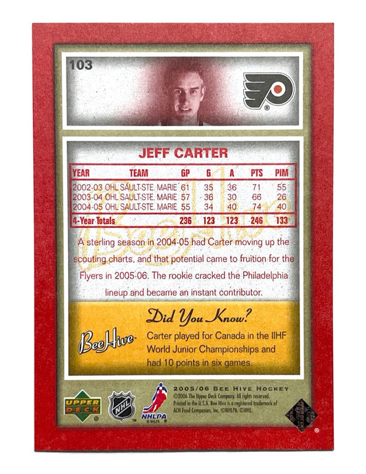 Jeff Carter 2005-06 Upper Deck Bee Hive Red Portrait Rookie #103