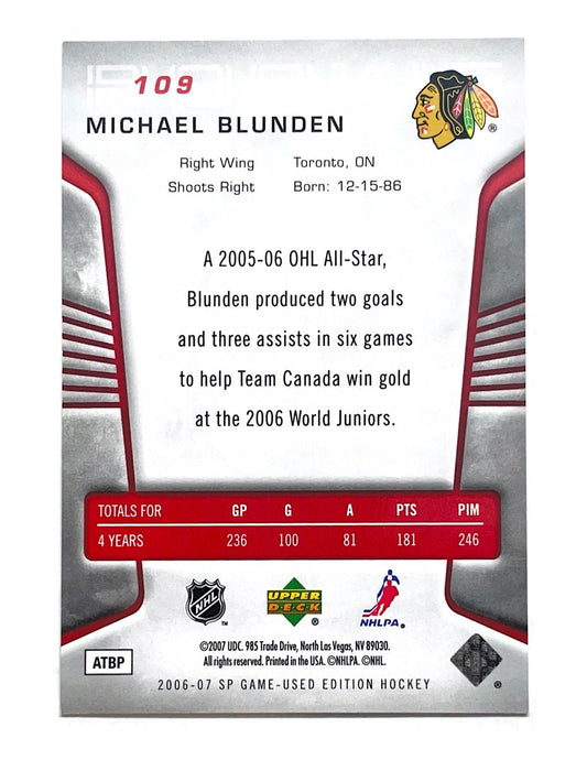 Michael Blunden 2006-07 Upper Deck SP Game Used Authentic Rookies #109 - 811/999