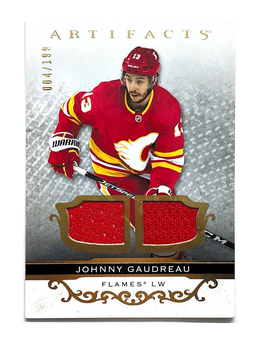 Johnny Gaudreau 2021-22 Upper Deck Artifacts Gold Dual Jersey #117- 004/199