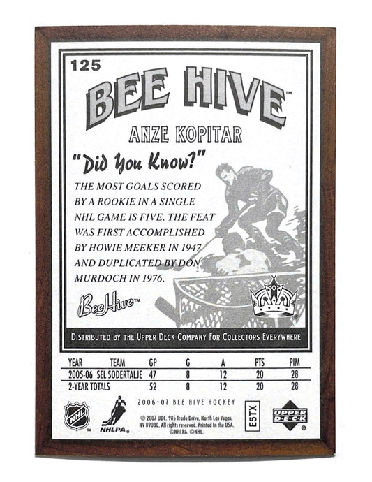 Anze Kopitar 2006-07 Upper Deck Bee Hive Wood #125