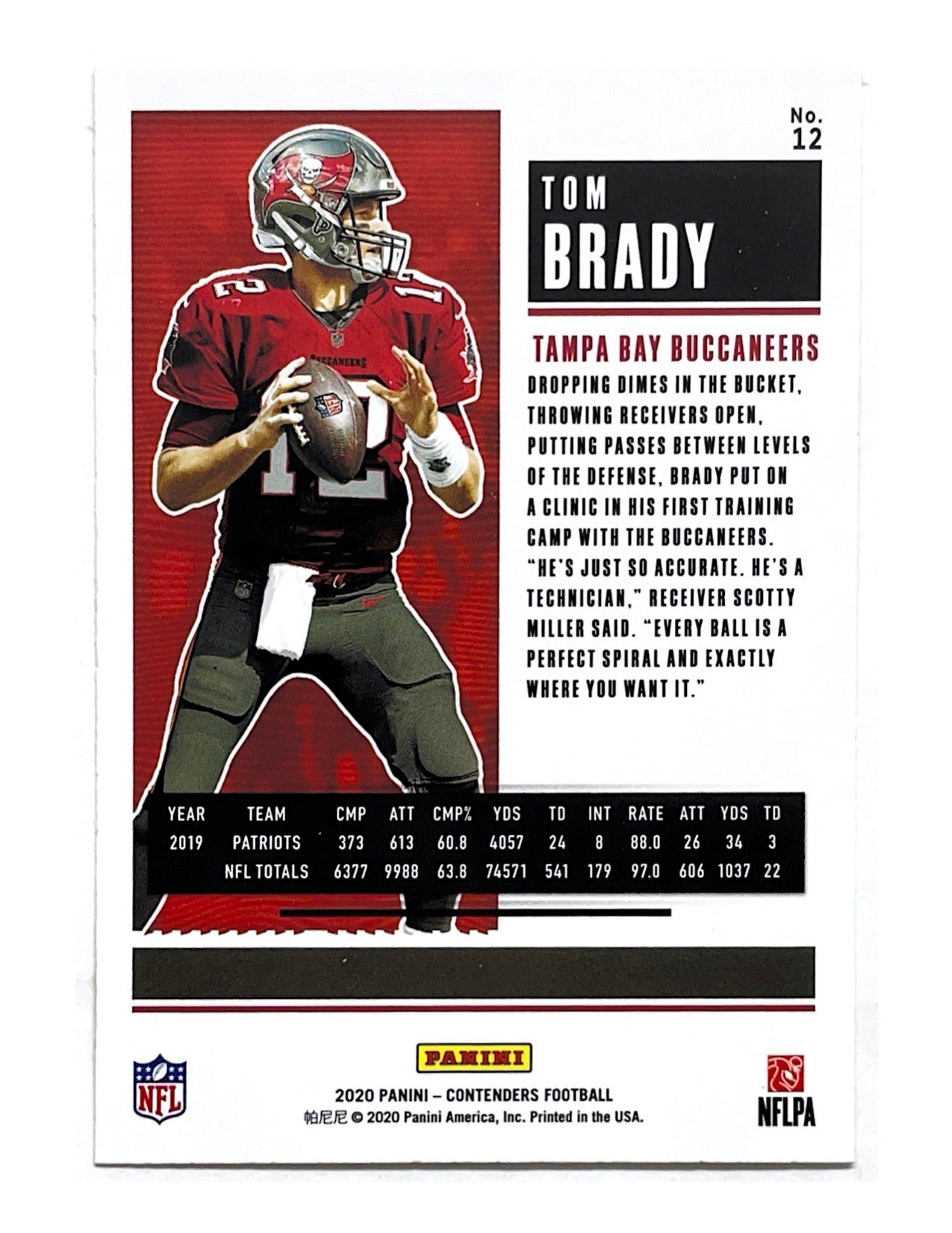 Tom Brady 2020 Panini Contenders Season Ticket #12