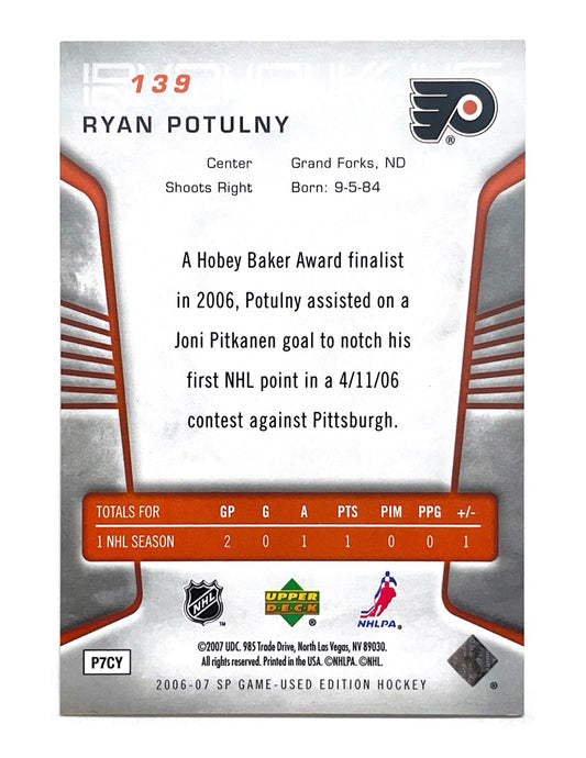 Ryan Potulny 2006-07 Upper Deck SP Game Used Authentic Rookies #139 - 349/999