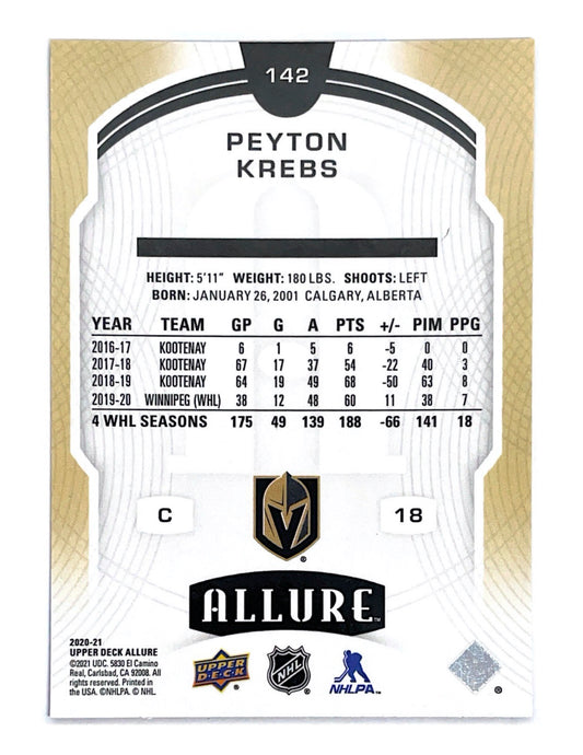 Peyton Krebs 2020-21 Upper Deck Allure Rookie Blue Short Print #142