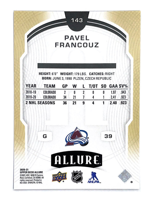 Pavel Francouz 2020-21 Upper Deck Allure Rookie Blue Short Print #143