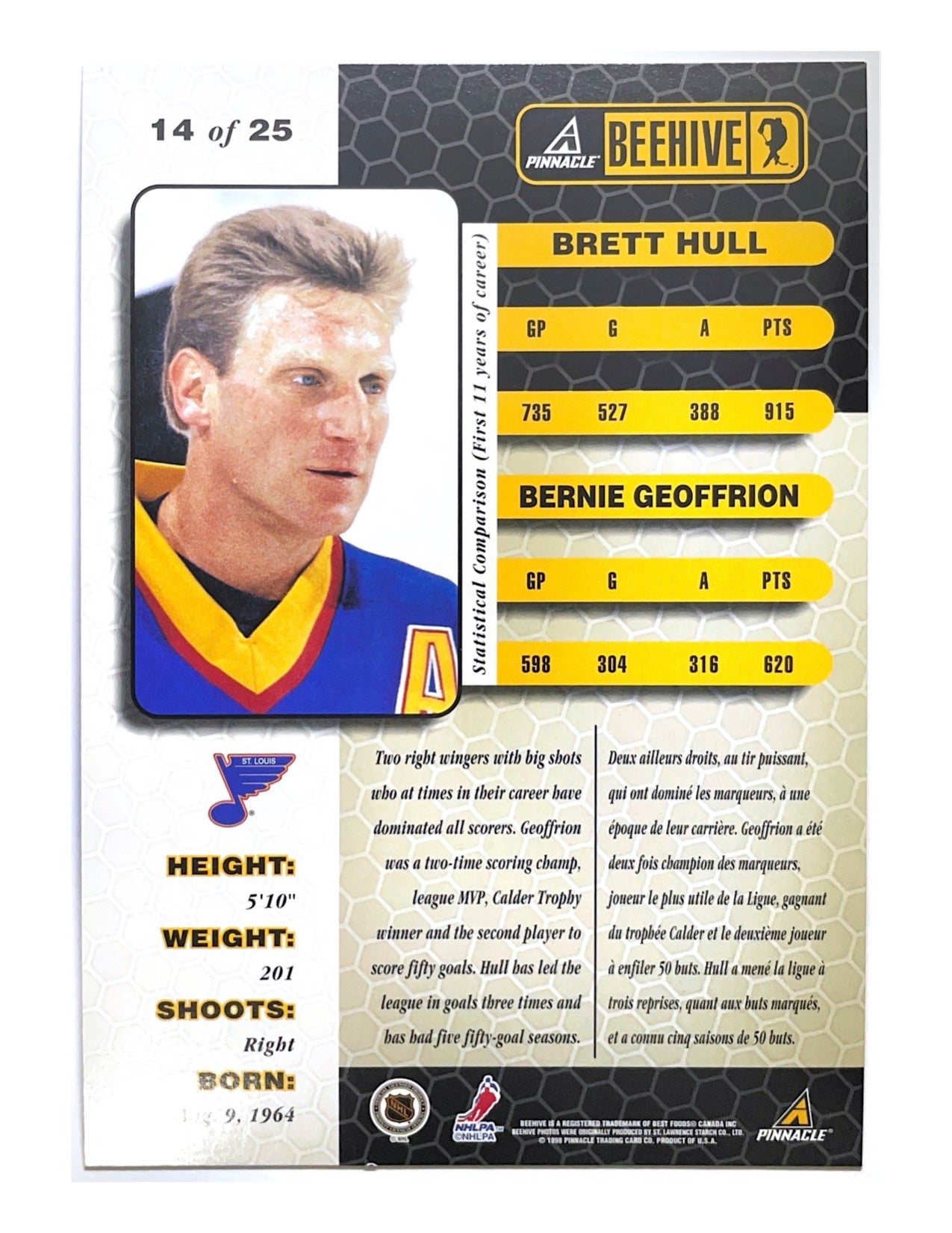 Brett Hull 1997-98 Pinnacle Beehive Golden Team Jumbo 5x7 #14of25