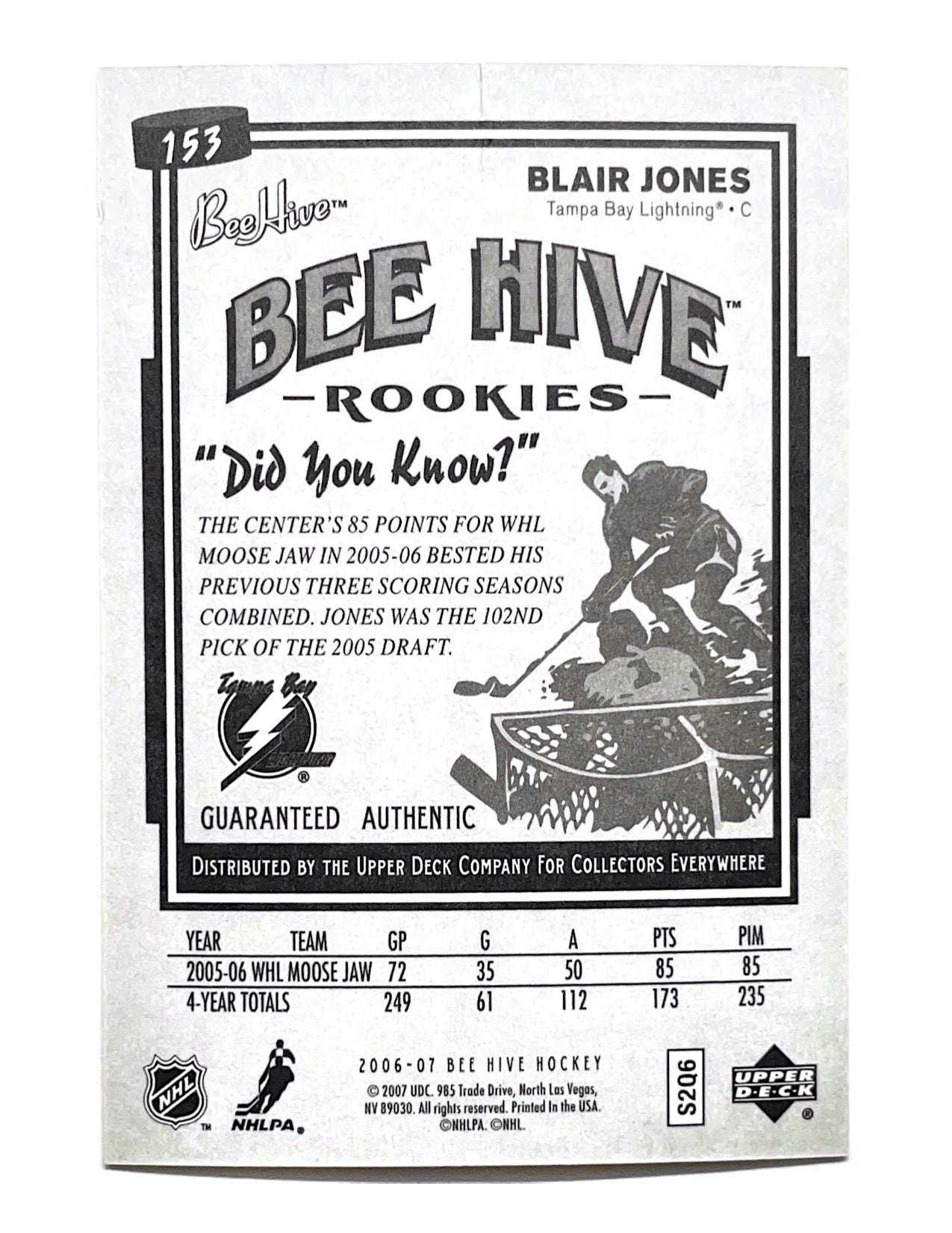 Blair Jones 2006-07 Upper Deck Bee Hive Rookies #153 - 060/100