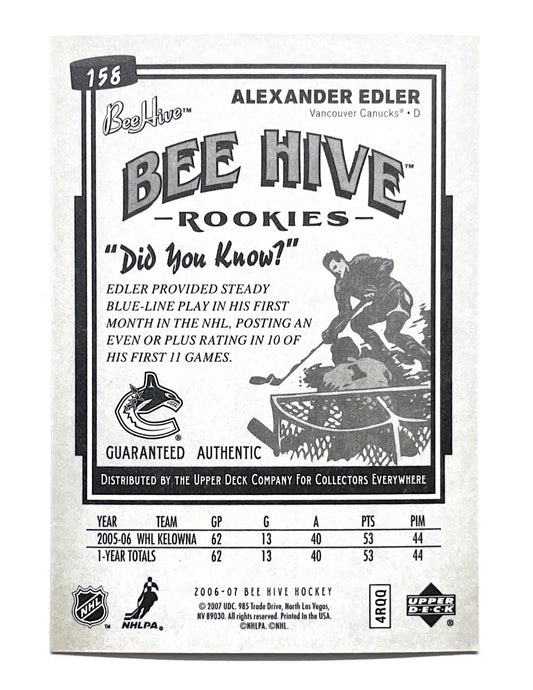 Alexander Edler 2006-07 Upper Deck Bee Hive Rookies #158