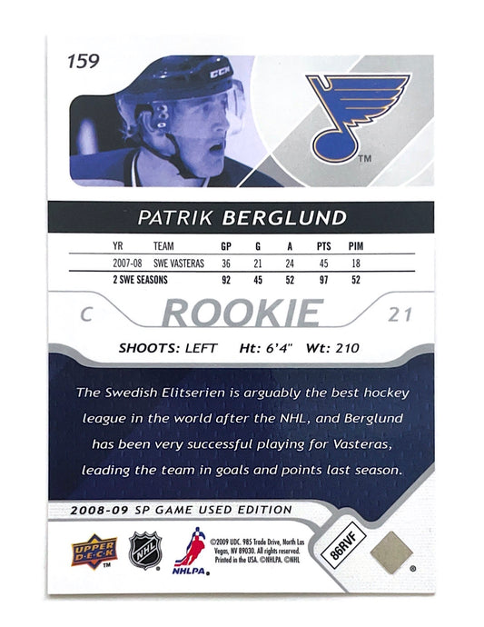 Patrik Berglund 2008-09 Upper Deck SP Game Used Authentic Rookie #159 - 807/999