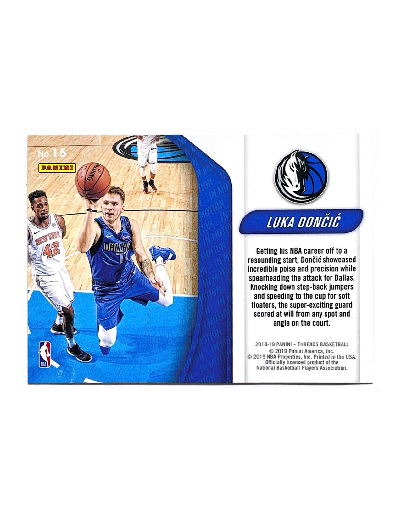 Luka Doncic 2018-19 Panini Threads In Motion Rookie #15