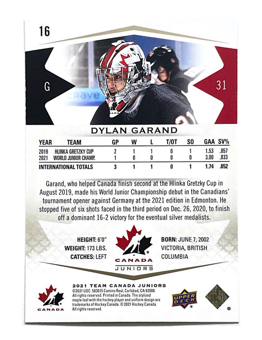 Dylan Garand 2020-21 Upper Deck Team Canada Juniors Midnight #16 - 29/50