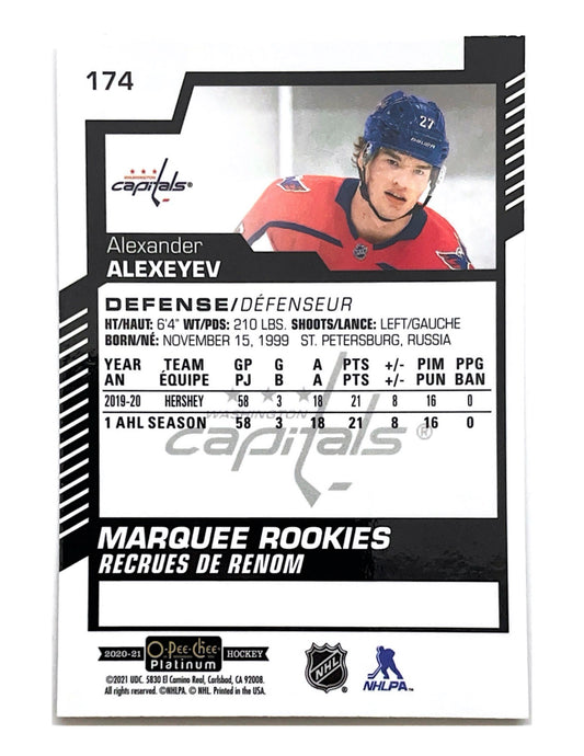 Alexander Alexeyev 2020-21 O-Pee-Chee Platinum Marquee Rookies #174