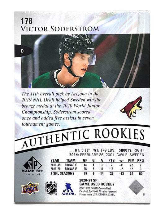 Victor Soderstrom 2020-21 Upper Deck SP Game Used Authentic Rookies True Rookie #178 - 55/77