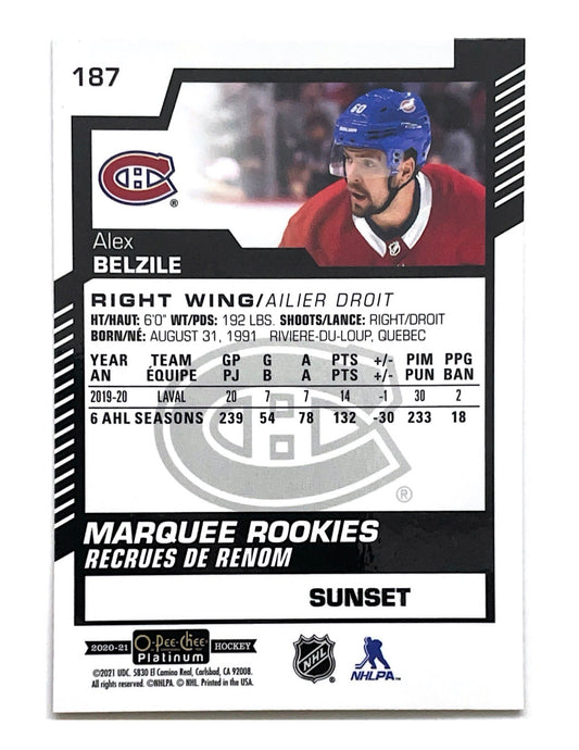 Alex Belzile 2020-21 O-Pee-Chee Platinum Marquee Rookies Sunset #187