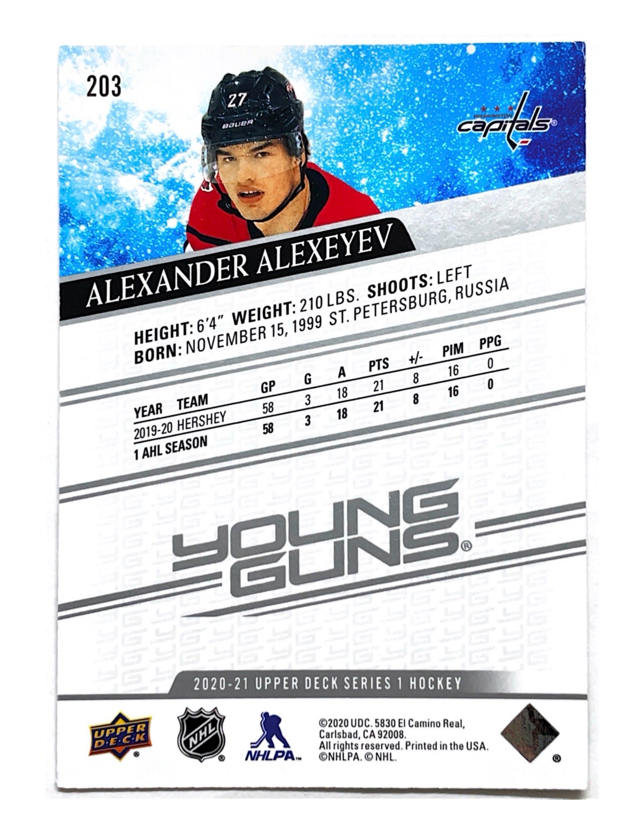 Alexander Alexeyev 2020-21 Upper Deck Series 1 Young Guns #203