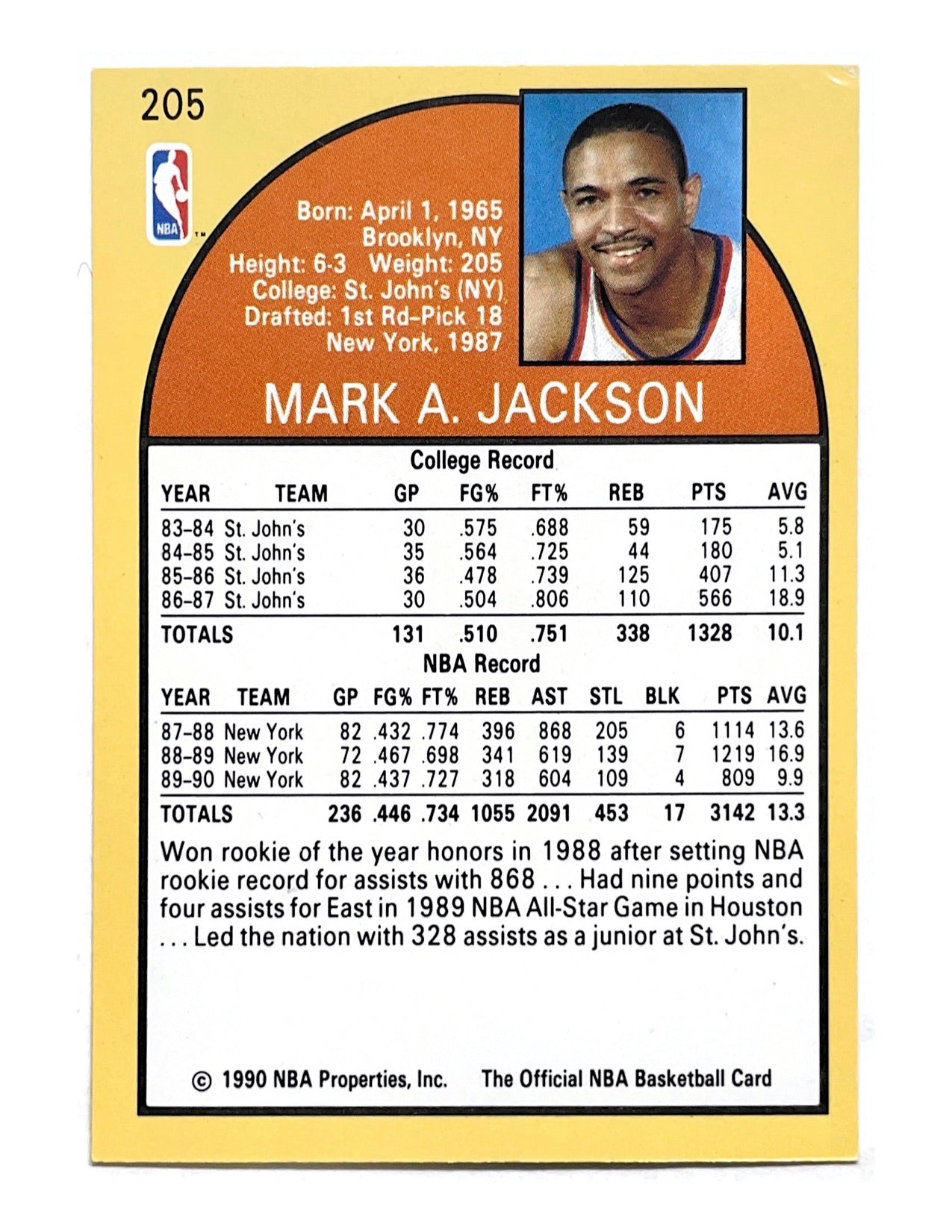 Mark Jackson 1990-91 Hoops #205 - Menendez Brothers In Background