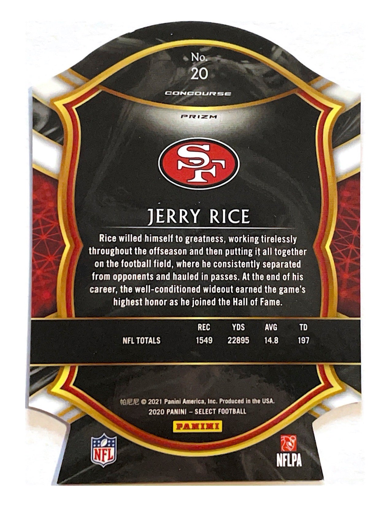 Jerry Rice 2020 Panini Select Concourse Red Die-Cut #20