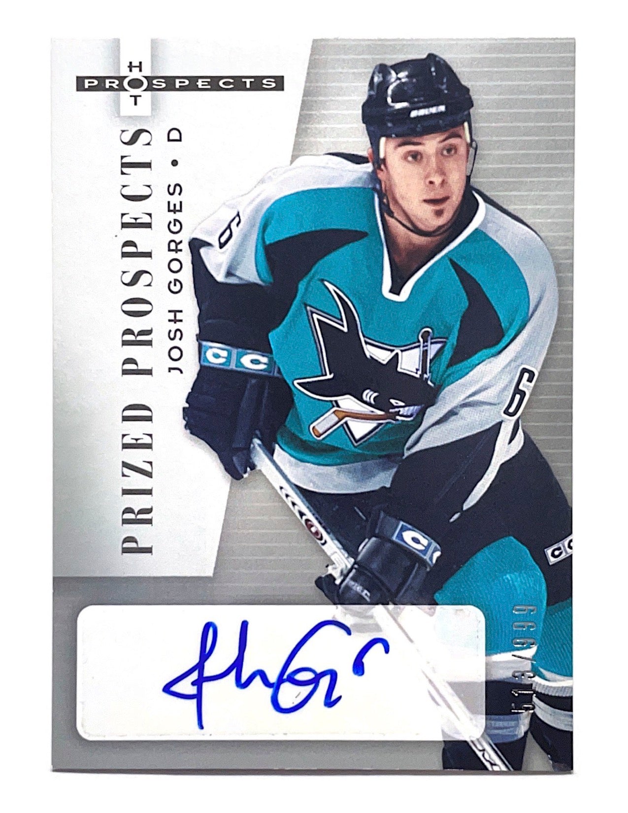 Josh Gorges 2005-06 Upper Deck Fleer Prized Prospects Autograph #211 - 513/999