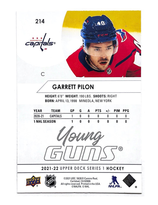 Garrett Pilon 2021-22 Upper Deck Series 1 Young Guns #214