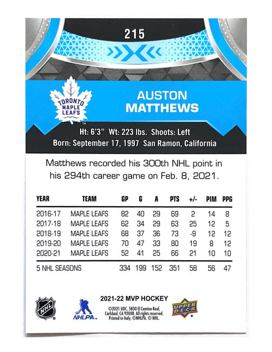 Auston Matthews 2021-22 Upper Deck MVP #215