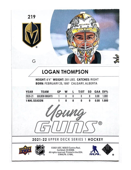 Logan Thompson 2021-22 Upper Deck Series 1 Young Guns #219