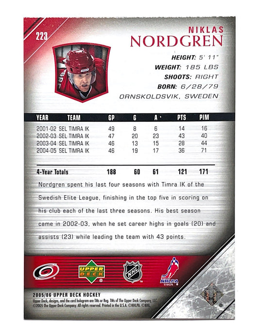 Niklas Nordgren 2005-06 Upper Deck Series 1 Young Guns #223